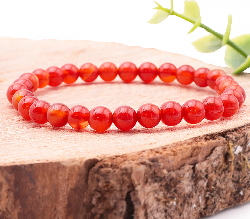 BRACELET BOULE 06MM CORNALINE ROUGE A