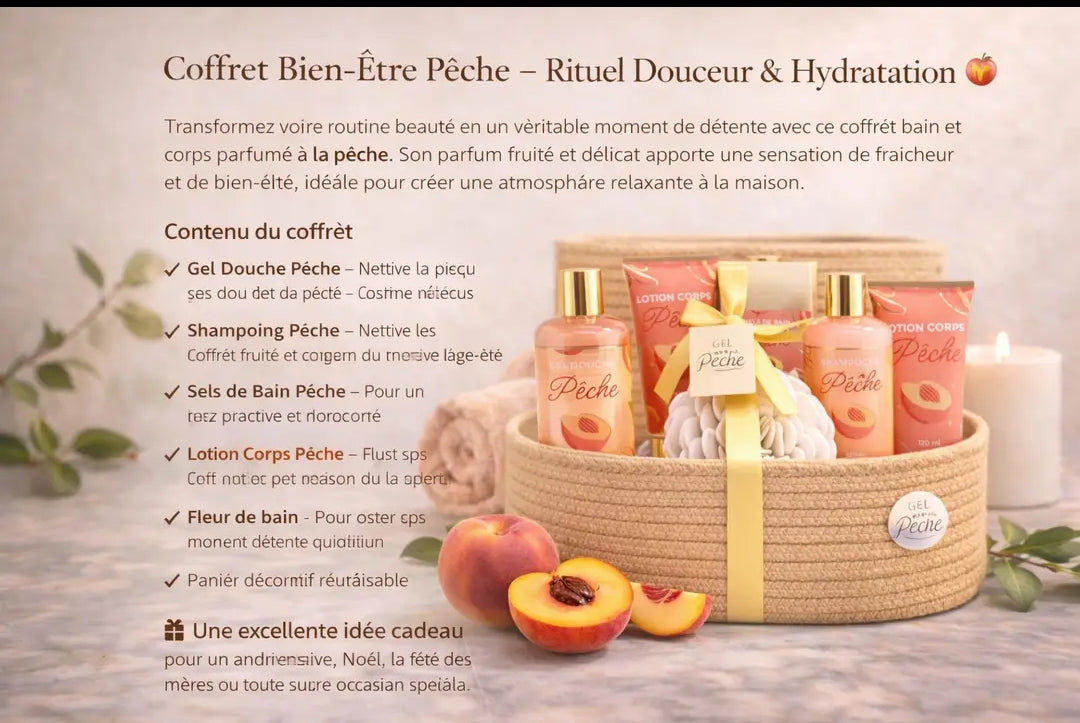 Panier corps & bain parfum pêche