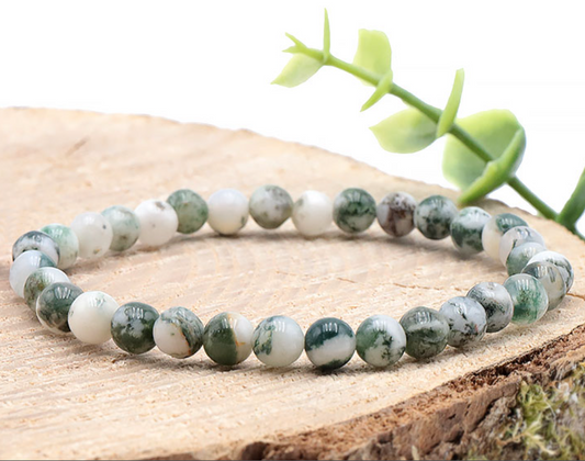 BRACELET BOULE 06MM AGATE ARBRE A