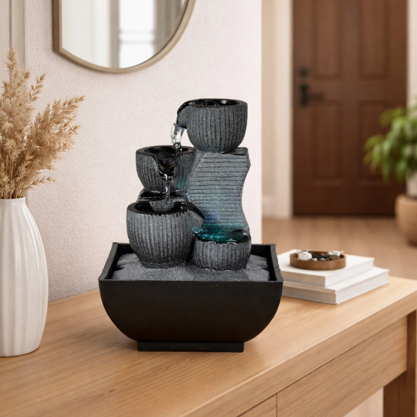 Fontaine Kini avec Lumière Led Colorée et Ecoulement Cascade