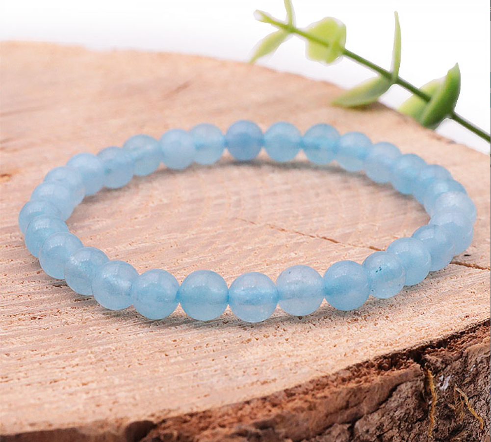 BRACELET BOULE 06MM AIGUE MARINE CHAUFFÉE BRÉSIL A