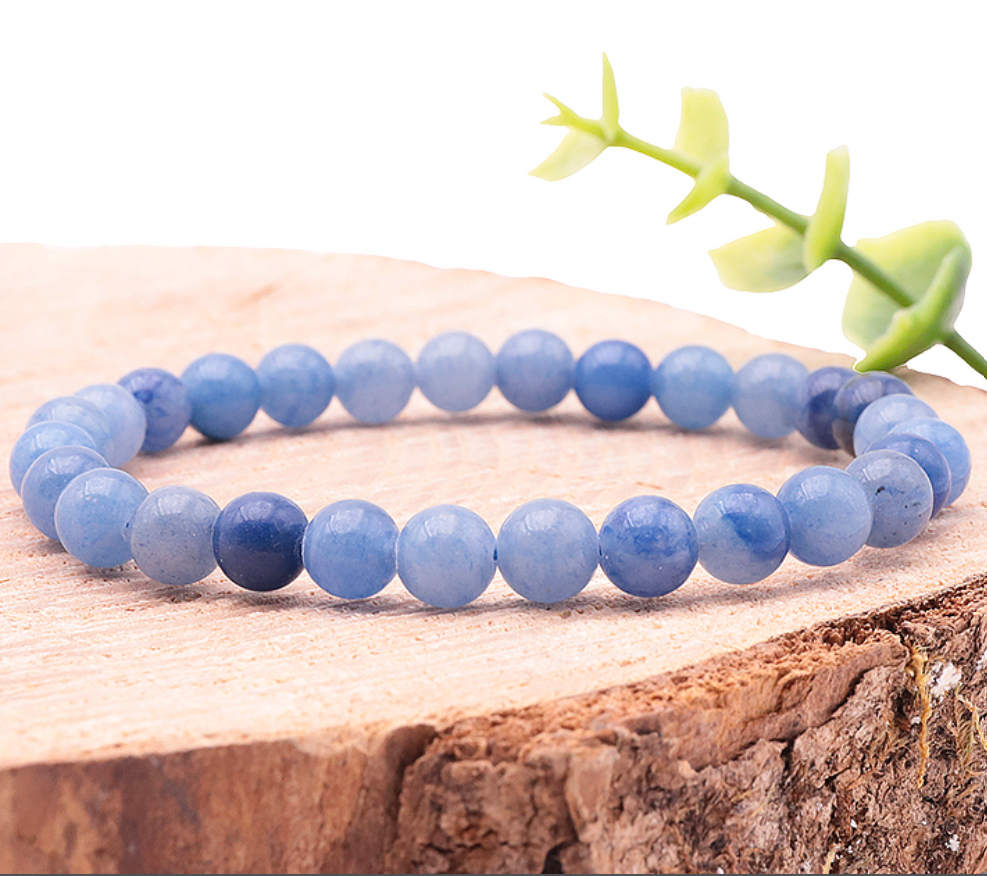 BRACELET BOULE 06MM AVENTURINE BLEUE A