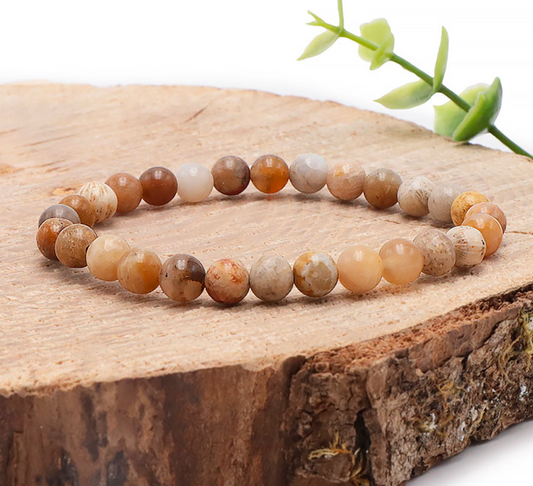 BRACELET BOULE 06MM CORAIL FOSSILE A