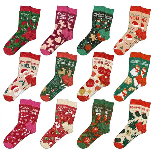 Chaussettes à paillettes Noël kitch petit lutin