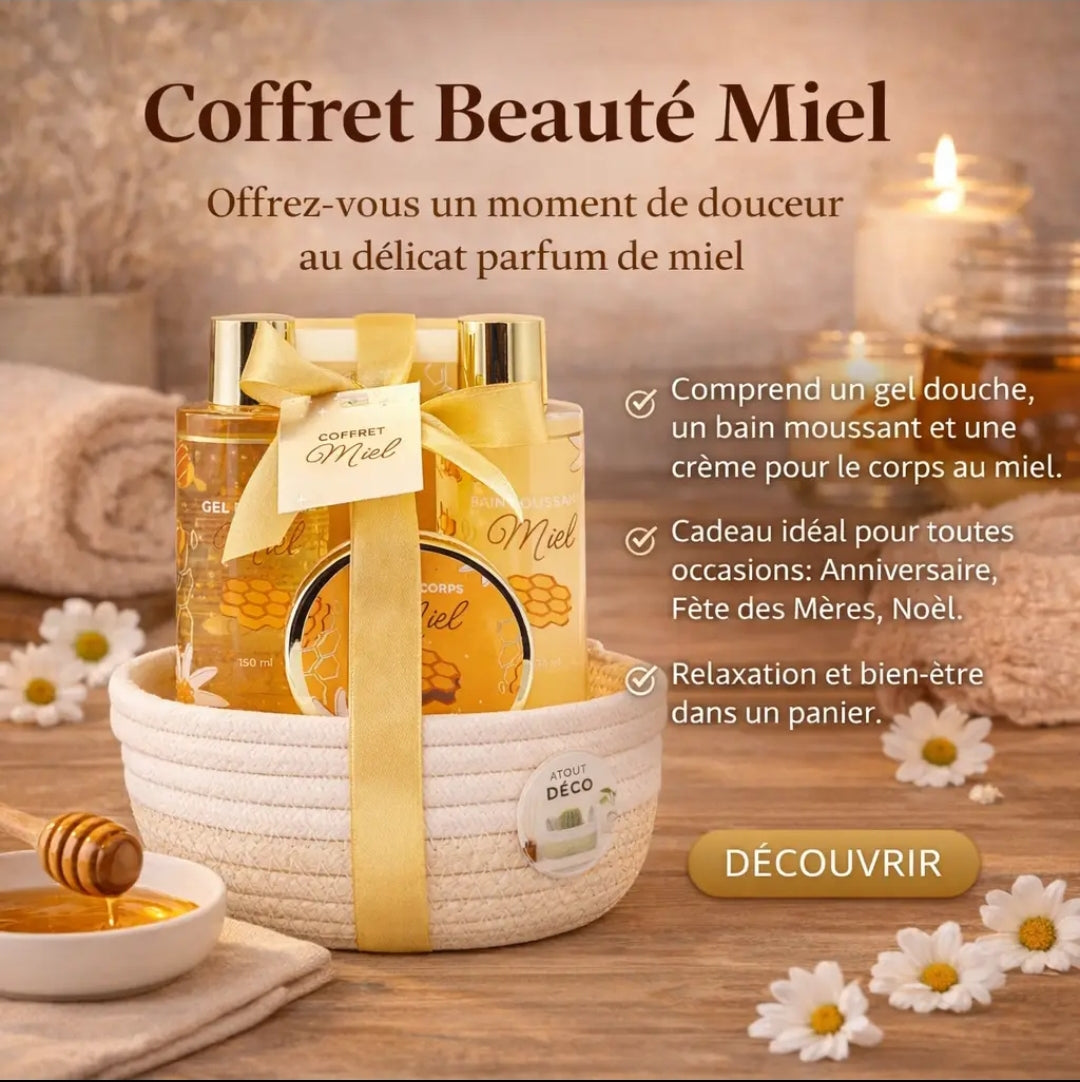 Coffret bain au miel. Set spa corps hydratant