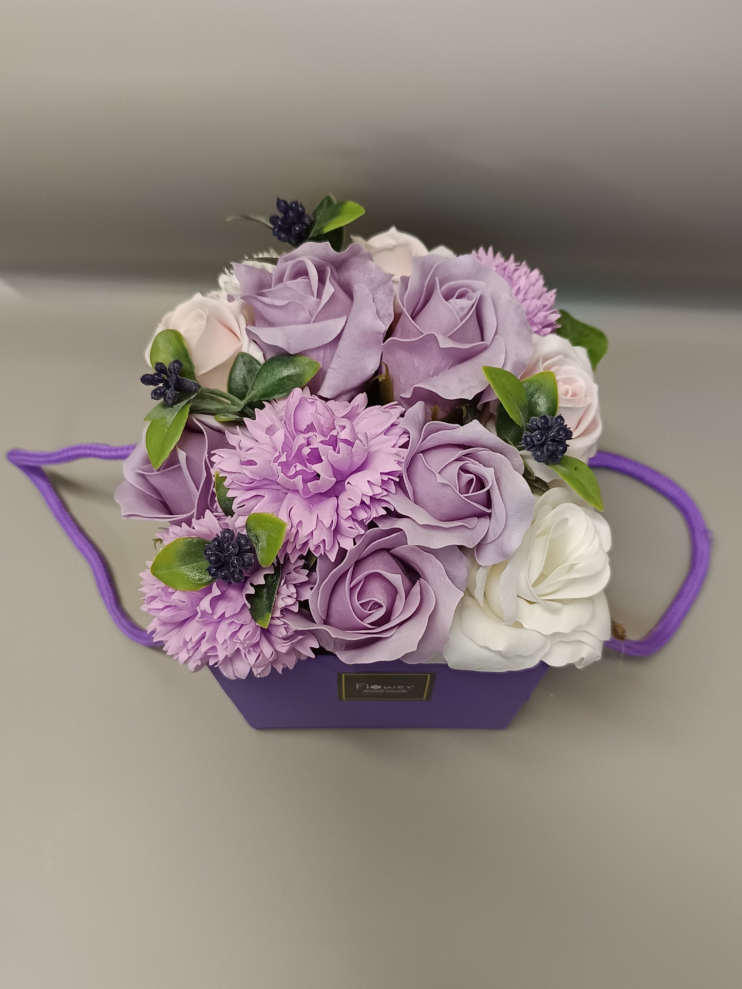 Bouquet de fleurs en savon - Rose lavande et œillet